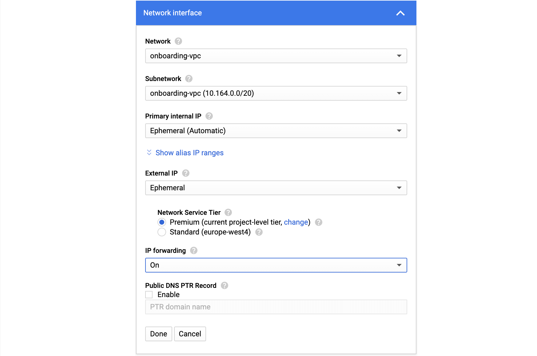 GCP enable ip forward